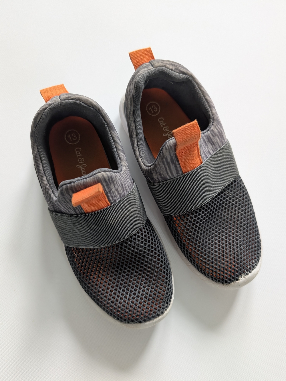 Cat & Jack Kids' Gray and Orange Slip-On Water Shoes 13